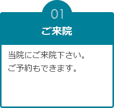 ご来院：当院にご来院下さい。ご予約もできます。